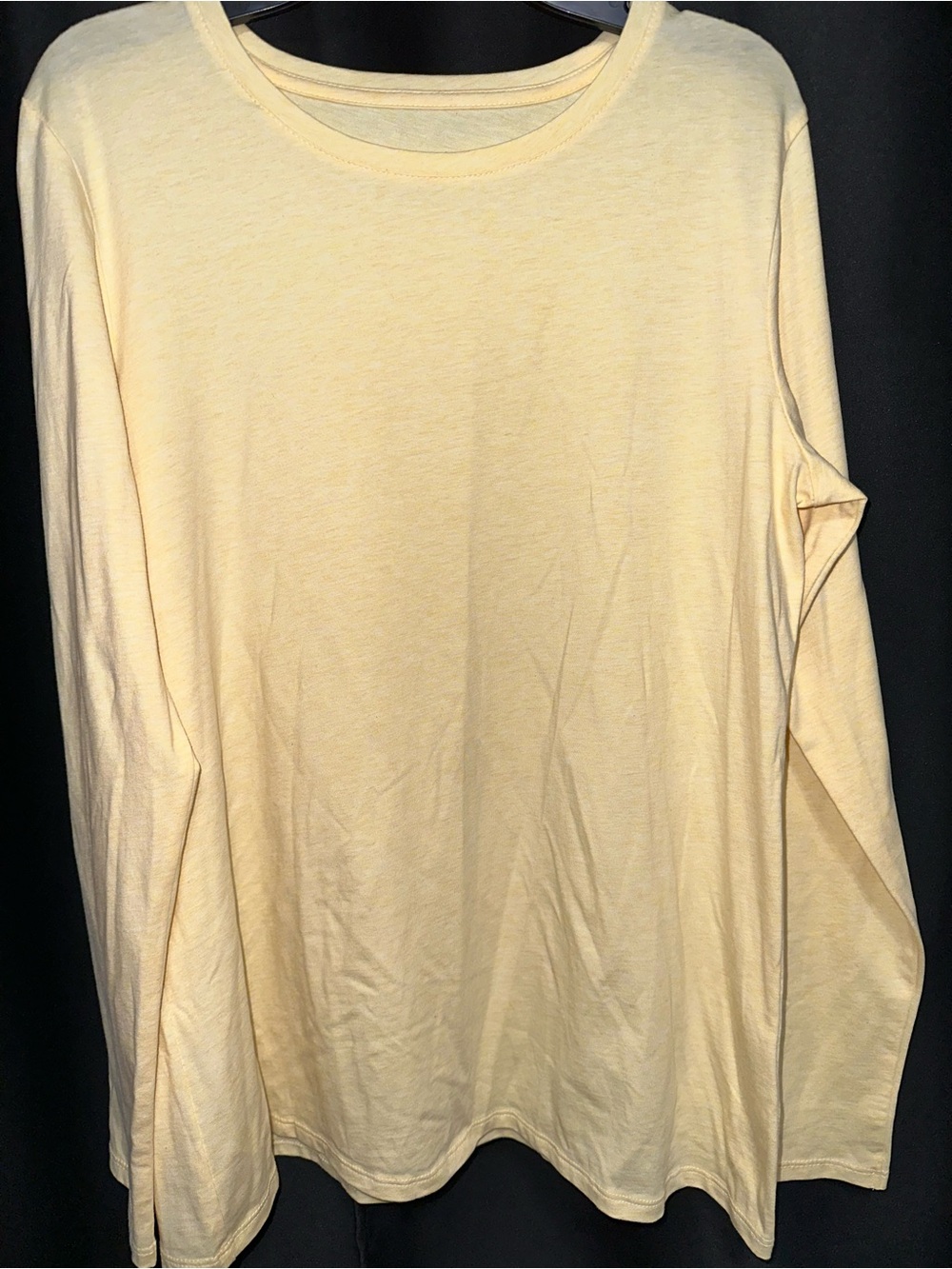 Women's Pima Cotton Long-Sleeve Crewneck Tee in Light Yellow by PureJill
